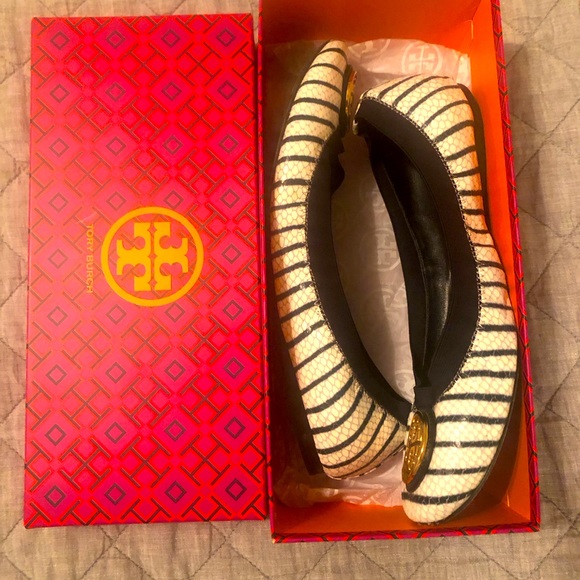 Tory Burch Reva Navy Stripe Flats size 10 - Picture 1 of 4